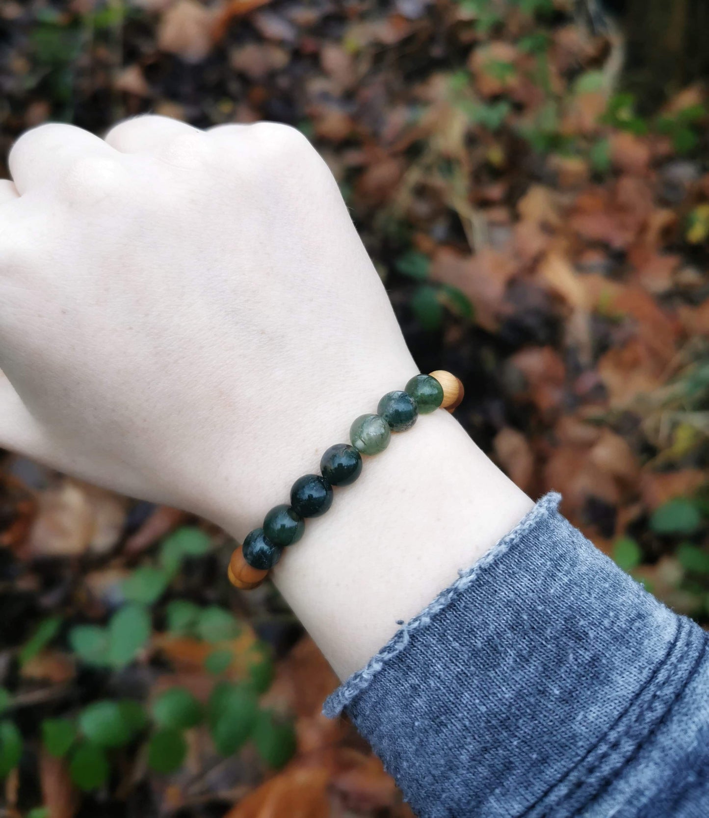 Moss Agate Cedar Gemstone Bracelet