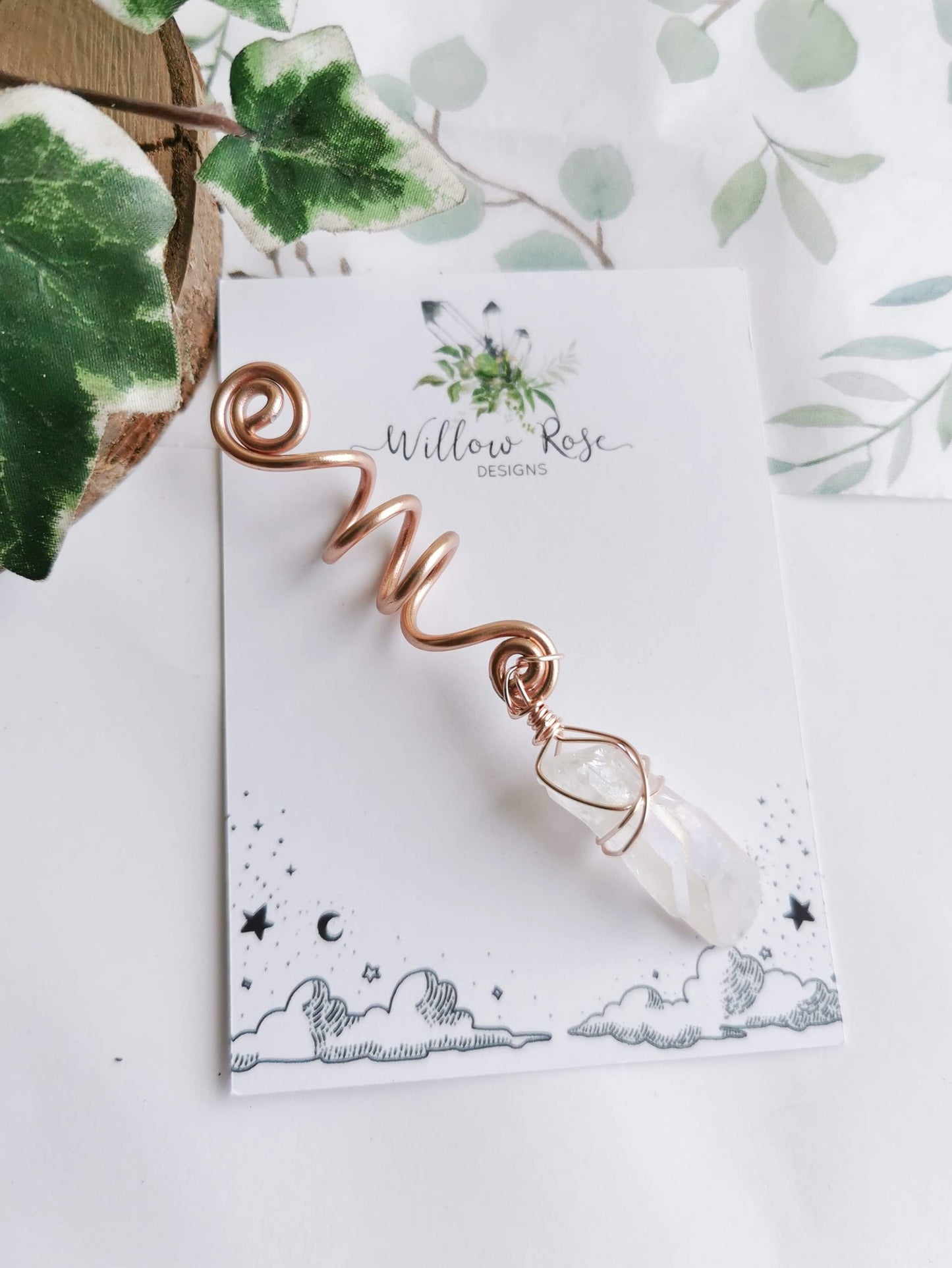 Copper and Crystal Hair Braid Beads