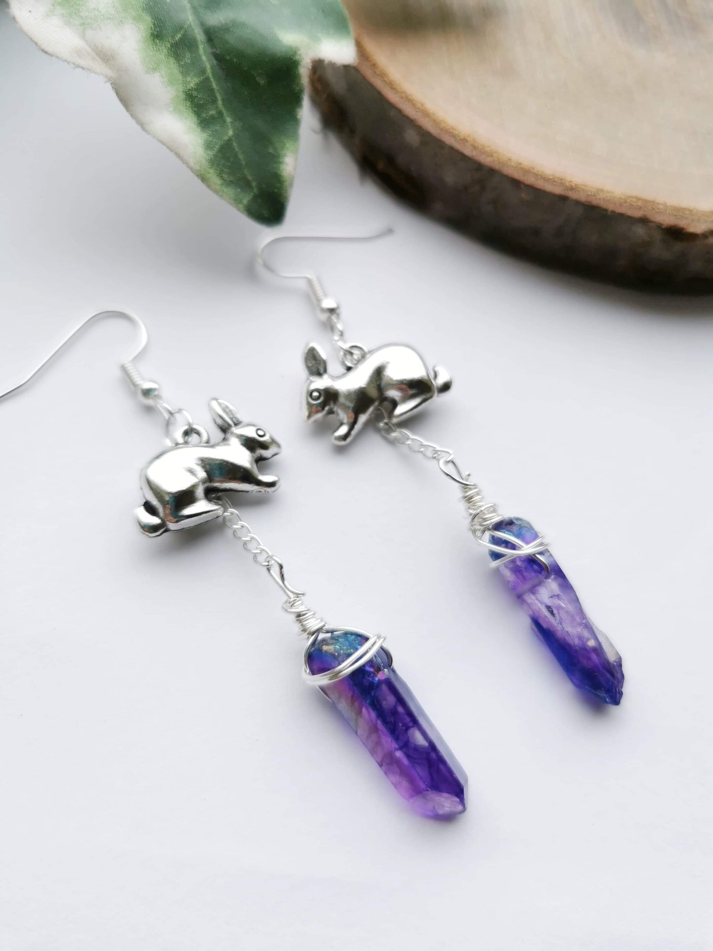 Bunny and Purple Quartz Earrings