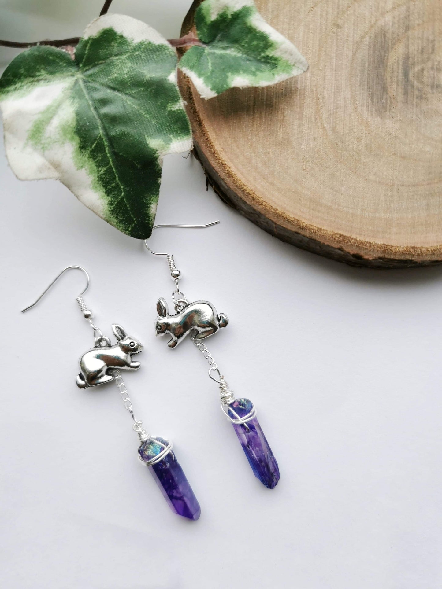Bunny and Purple Quartz Earrings