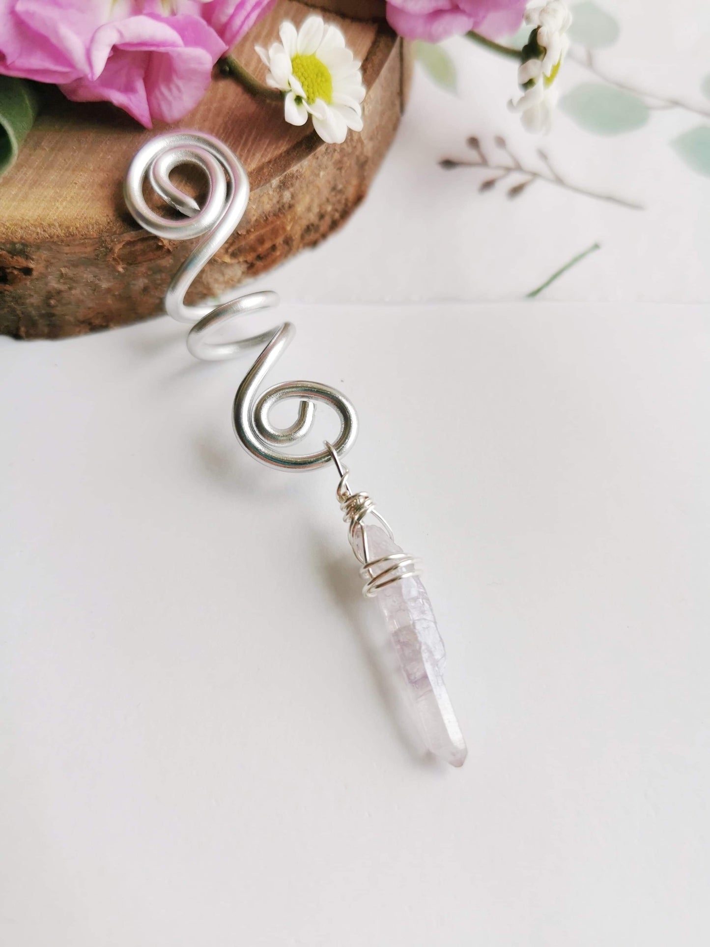 Silver Crystal Hair Braid Beads