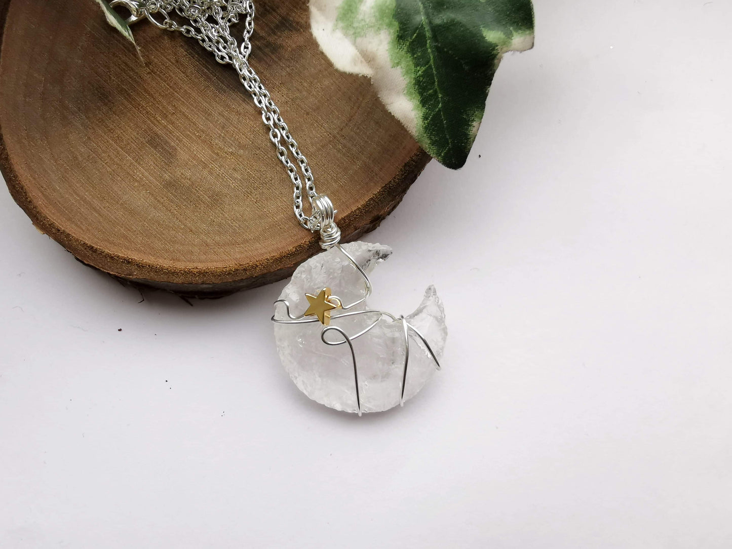 Clear Quartz Moon Necklace