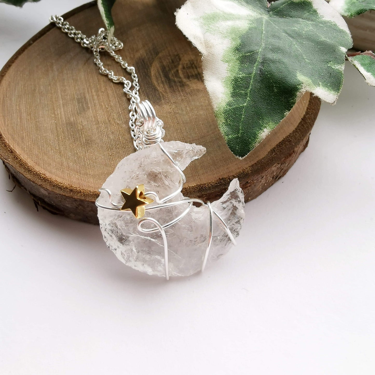 Clear Quartz Moon Necklace