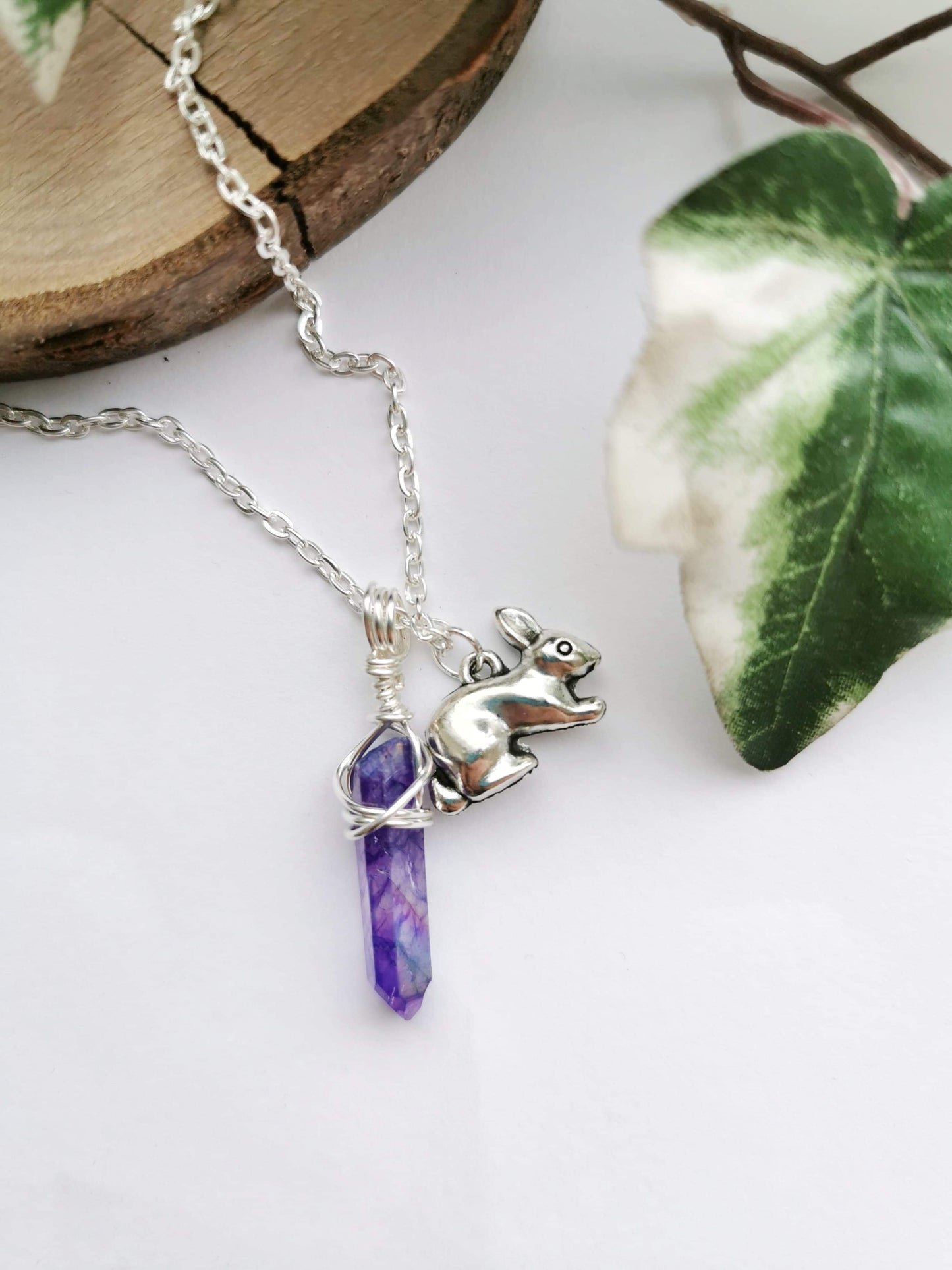 Bunny and Purple Quartz Necklace