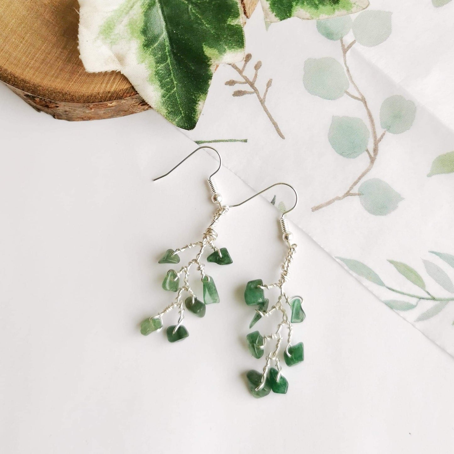 Aventurine Leaf Earrings
