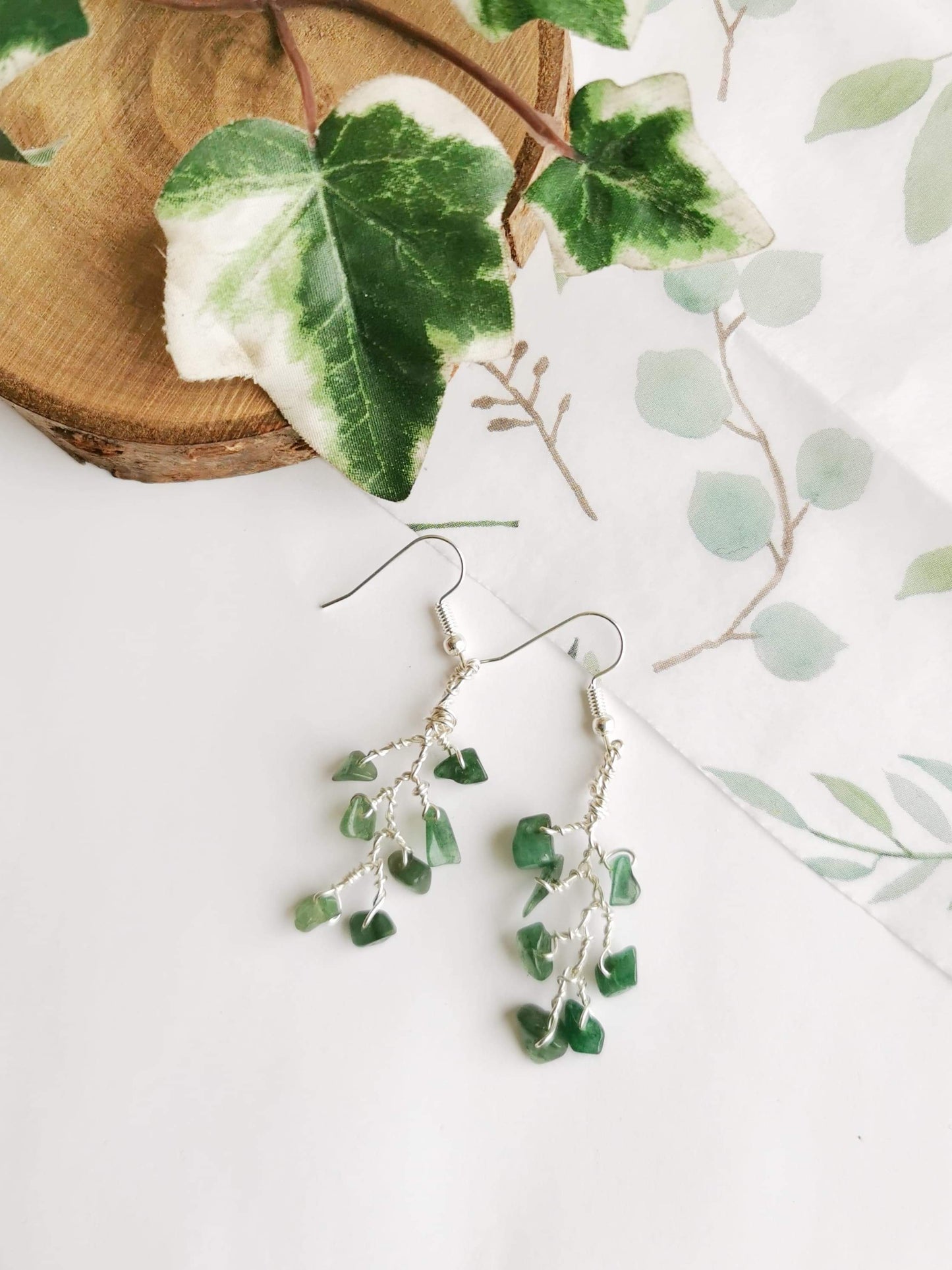 Aventurine Leaf Earrings