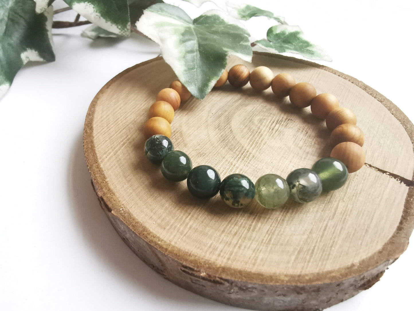 Moss Agate Cedar Gemstone Bracelet