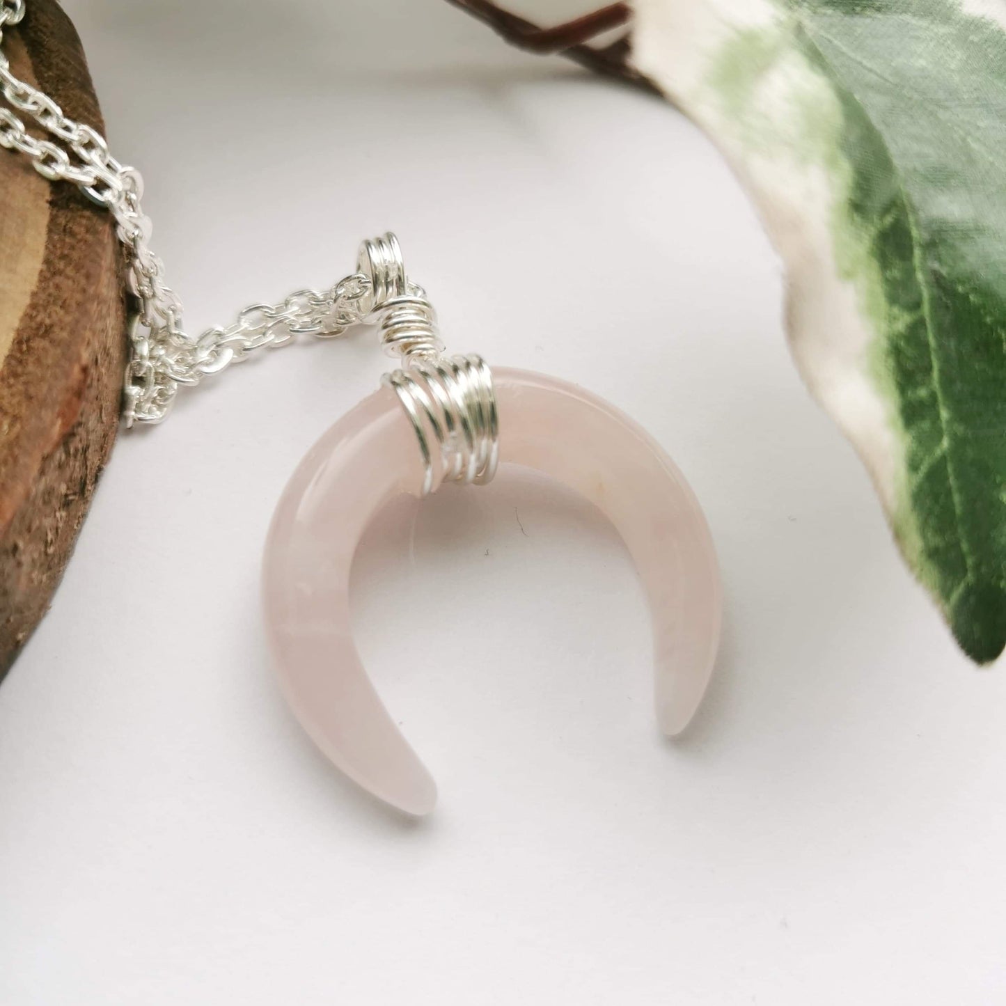 Rose Quartz Crescent Moon Necklace