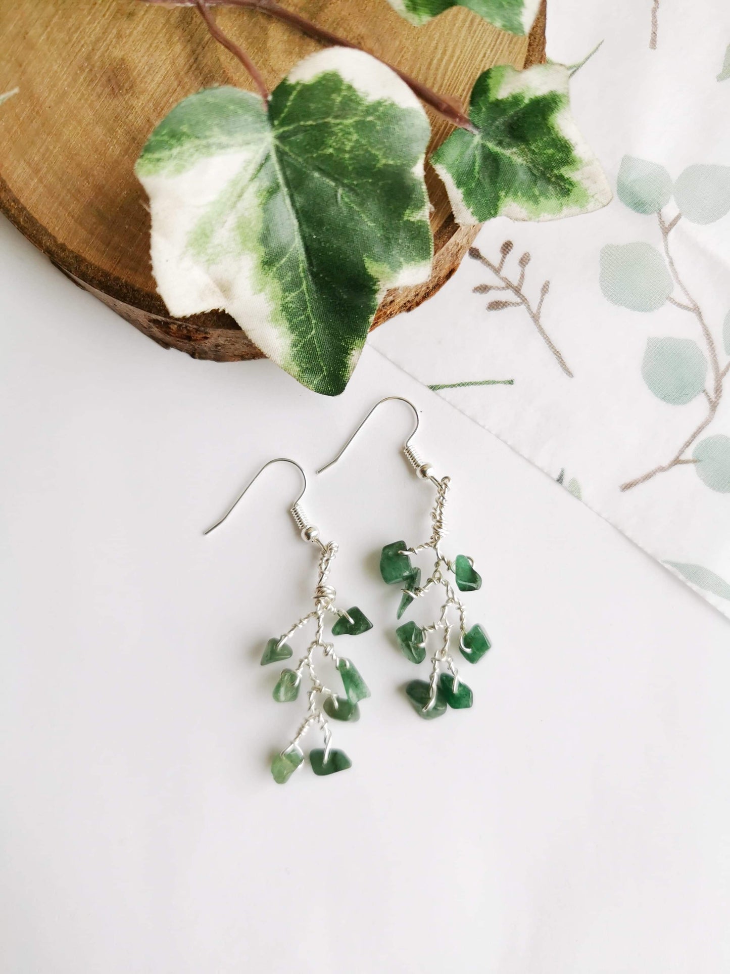 Aventurine Leaf Earrings