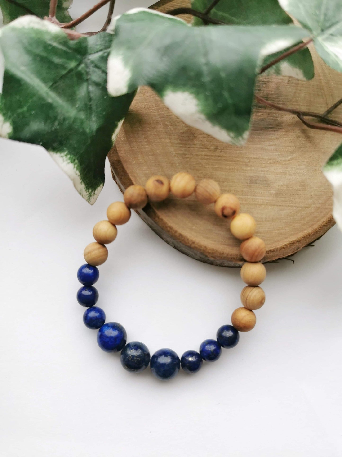 Lapis Lazuli and Cedarwood Bracelet