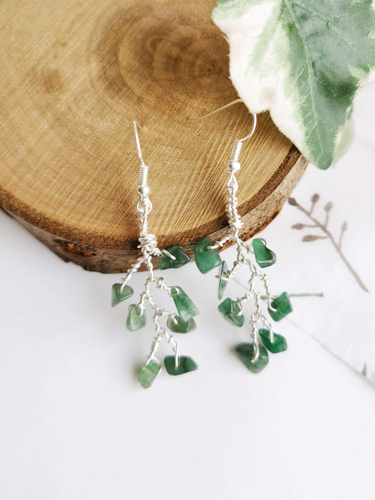 Aventurine Leaf Earrings