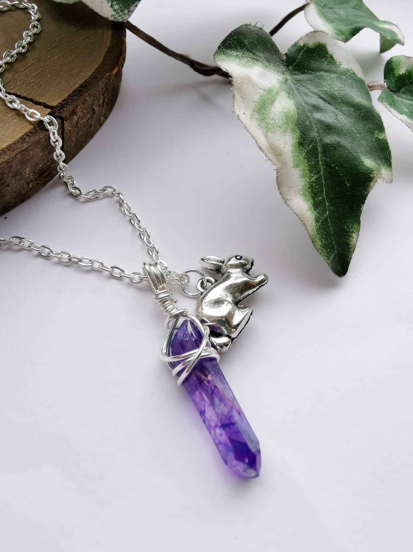 Bunny and Purple Quartz Necklace