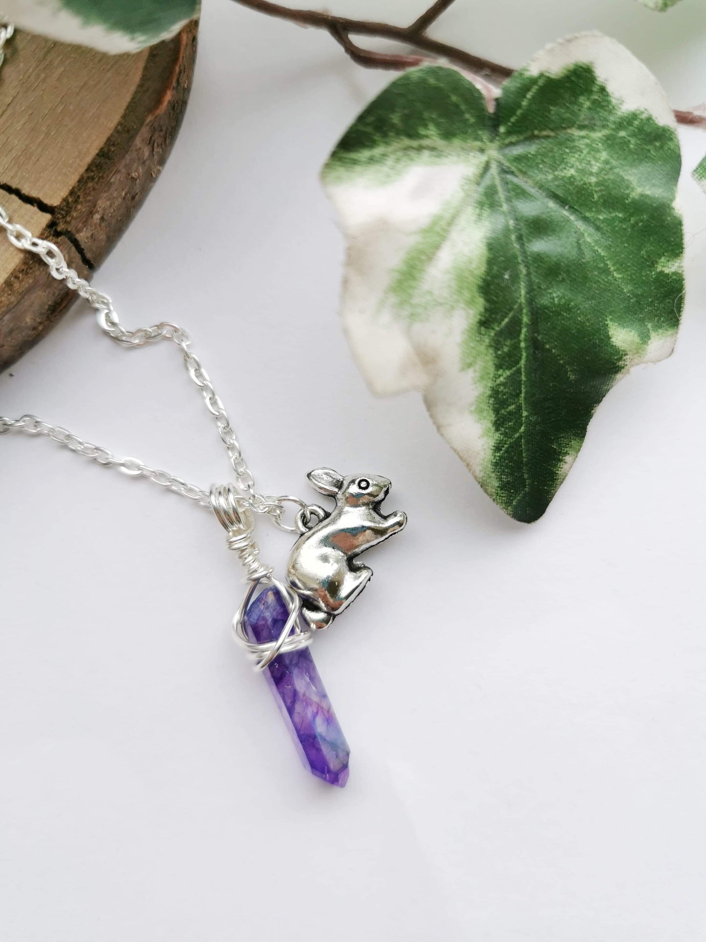 Bunny and Purple Quartz Necklace