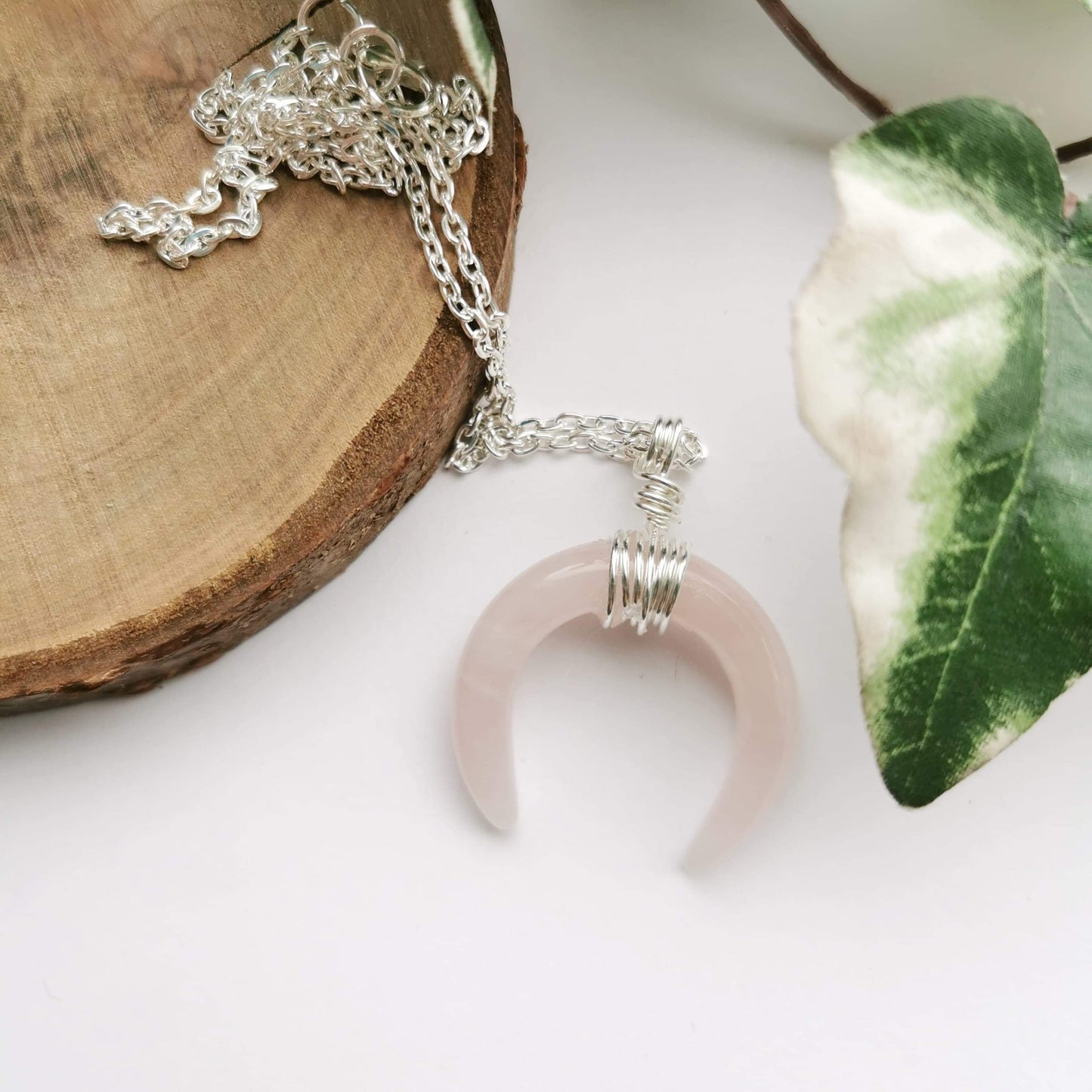 Rose Quartz Crescent Moon Necklace