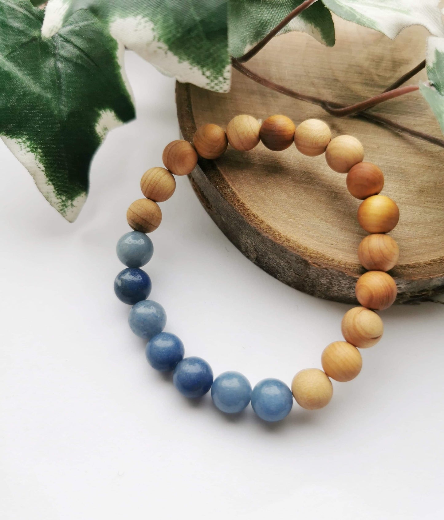 Blue Aventurine and Cedarwood Bracelet