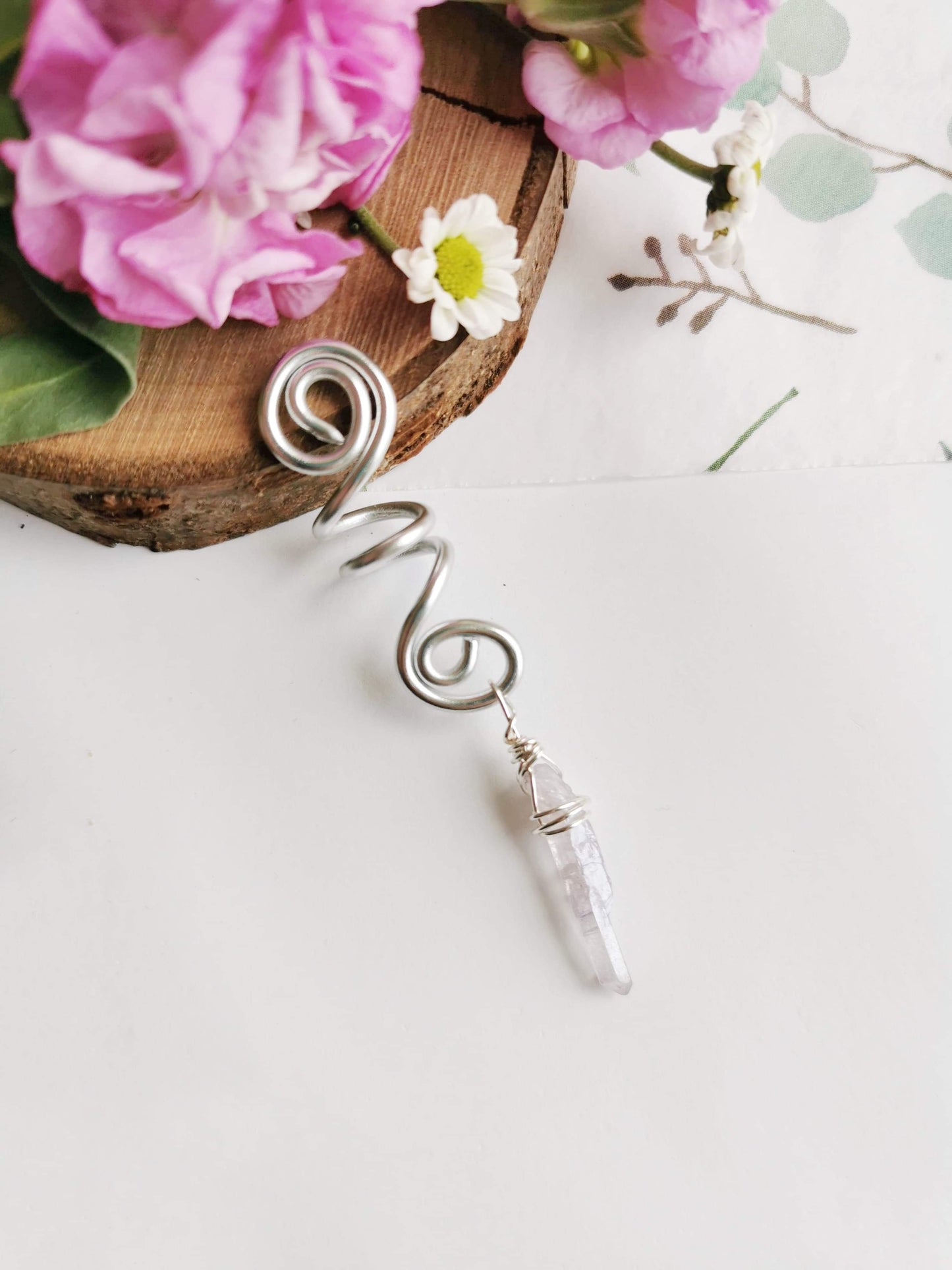 Silver Crystal Hair Braid Beads