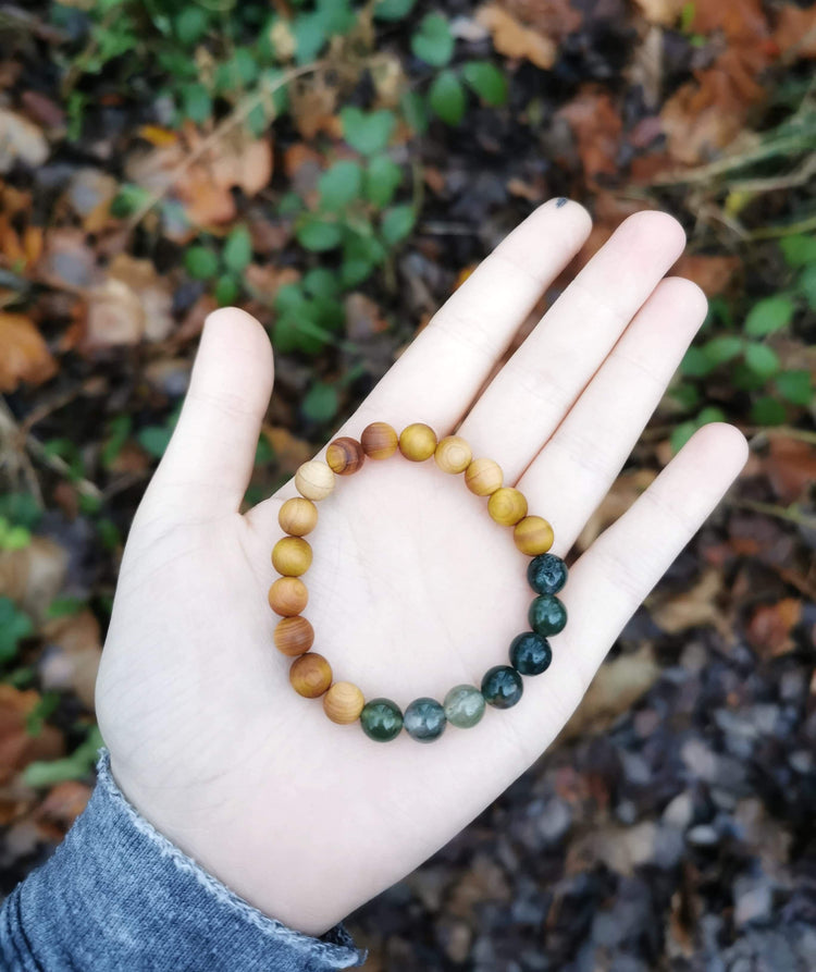 Moss Agate Cedar Gemstone Bracelet