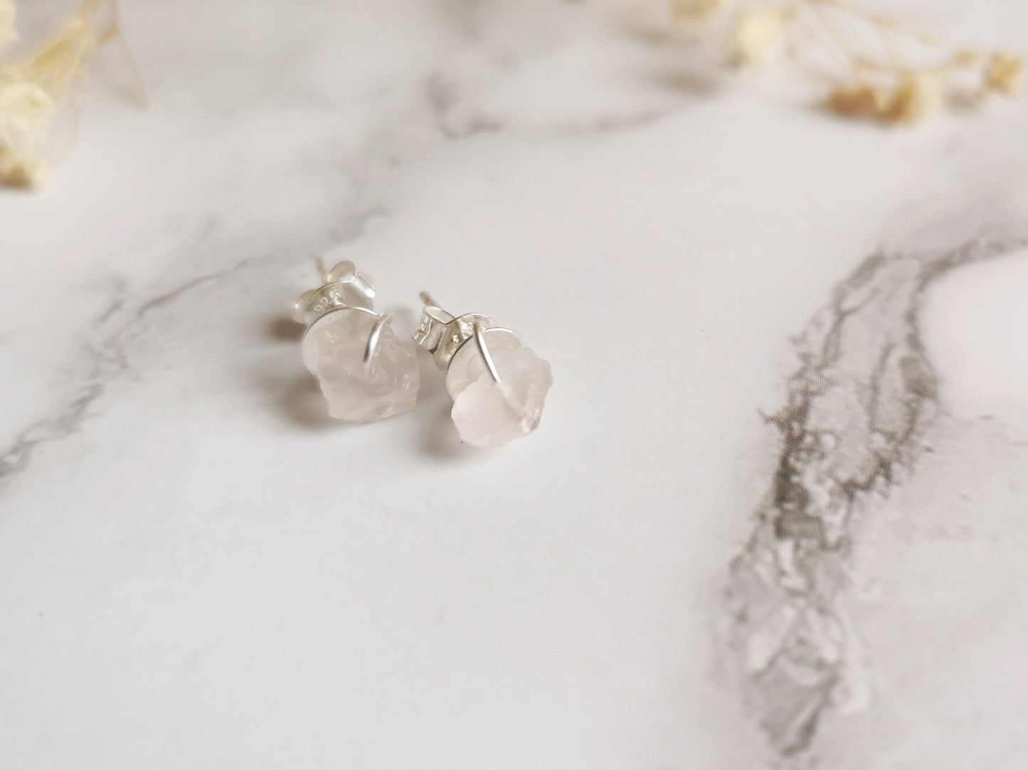 Rose Quartz Stud Earrings