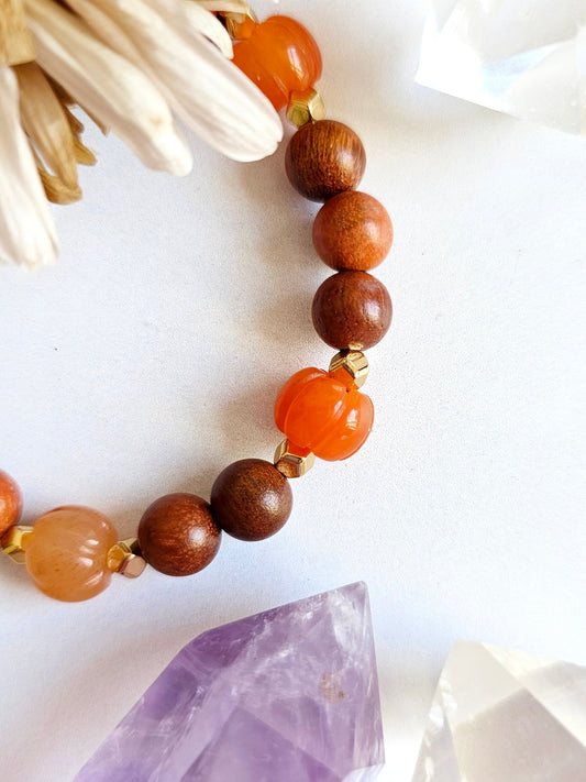 Golden Silk Jade Pumpkin Diffuser Bracelet