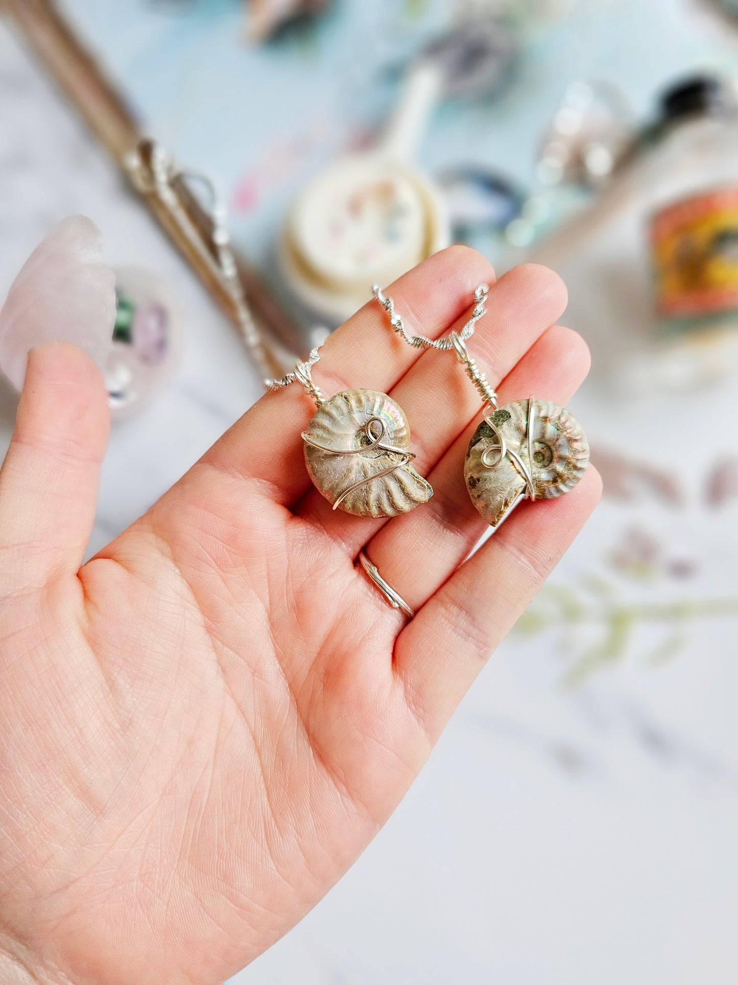 Rainbow Ammonite Necklace