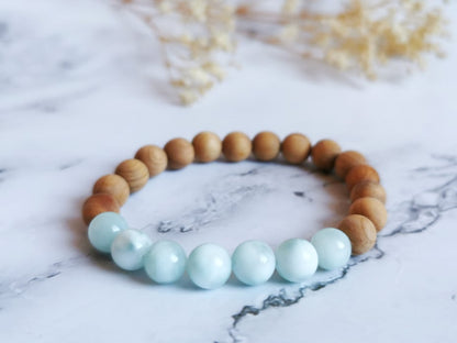 Green Angelite and Cedarwood Bracelet