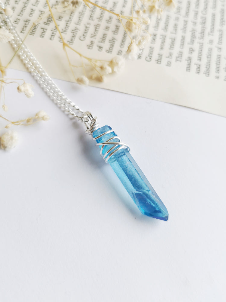 Blue Aura Quartz Necklace