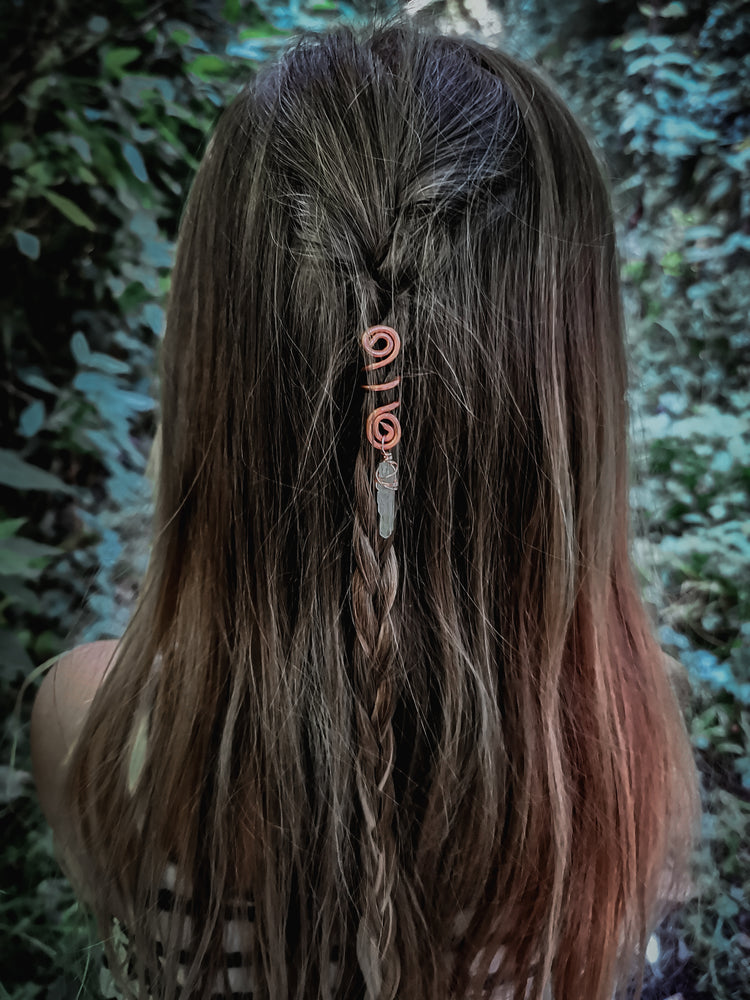Copper and Crystal Hair Braid Beads