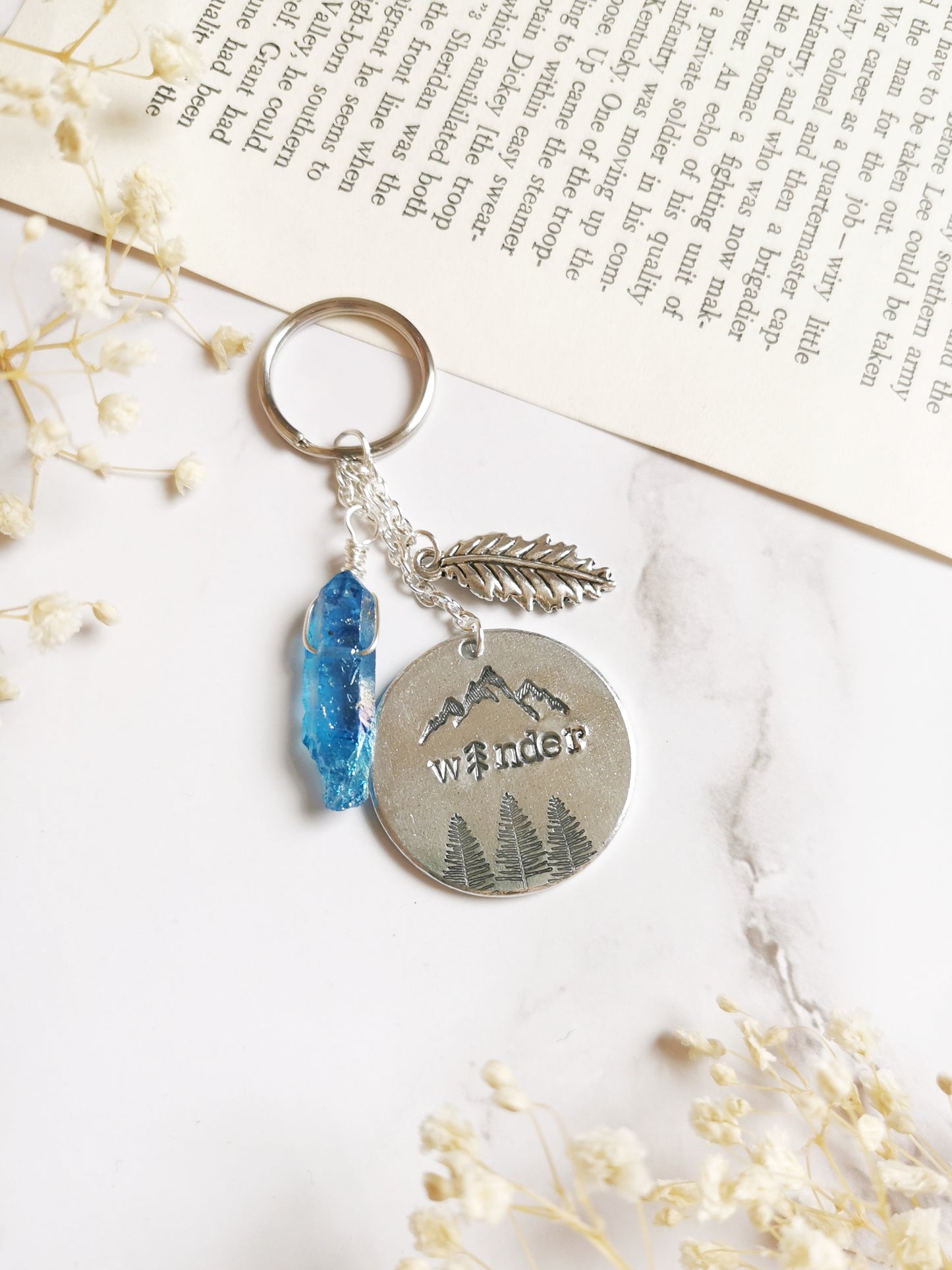 Wander and Blue Quartz Keyring