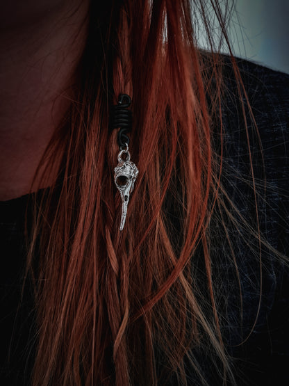 Raven Skull Hair Braid Bead