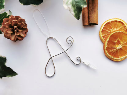 Silver Crystal Initial Christmas Baubles