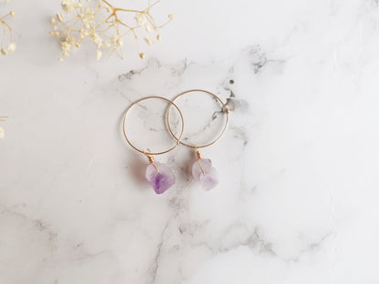 Amethyst Hoop Earrings