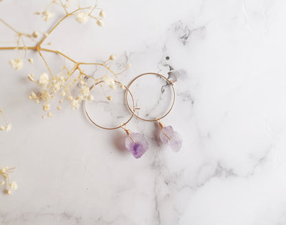 Amethyst Hoop Earrings