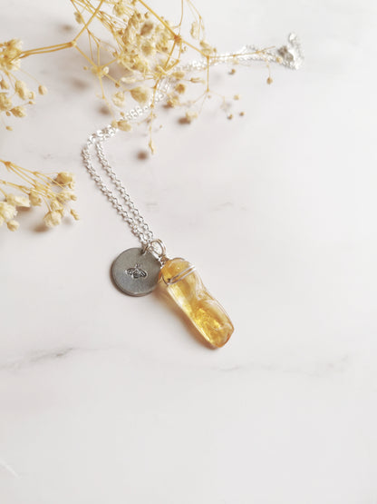 Citrine and Bee Necklace