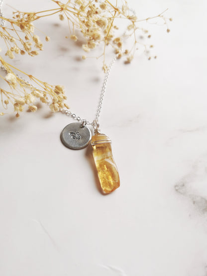 Citrine and Bee Necklace