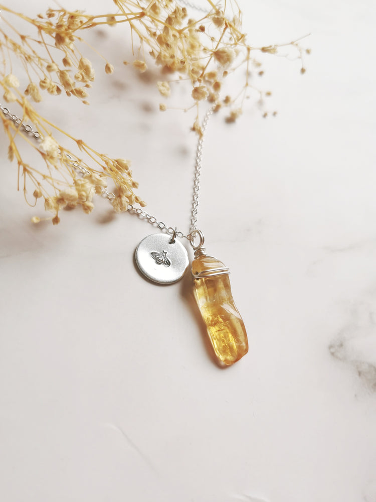 Citrine and Bee Necklace