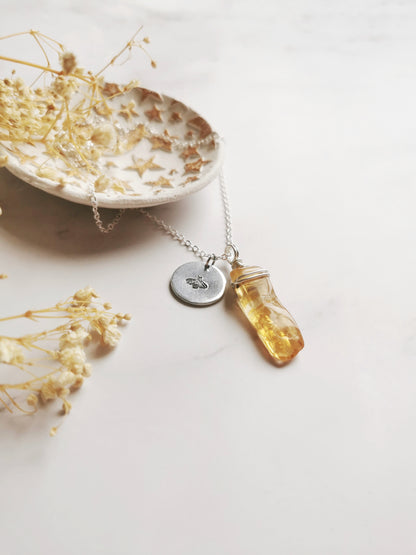 Citrine and Bee Necklace