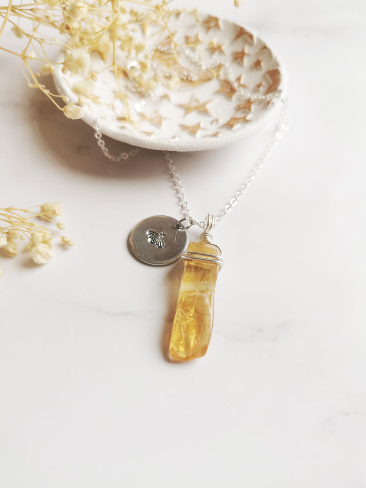 Citrine and Bee Necklace
