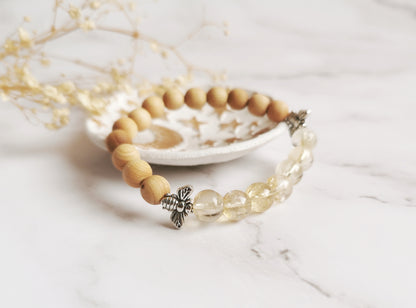 Citrine and Cedarwood Bee Bracelet