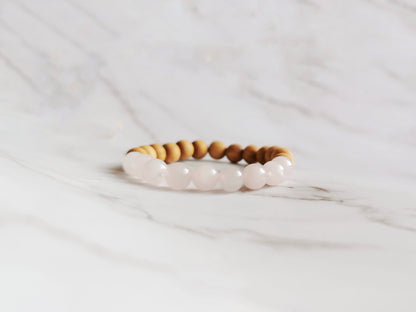 Rose Quartz and Cedarwood Bracelet