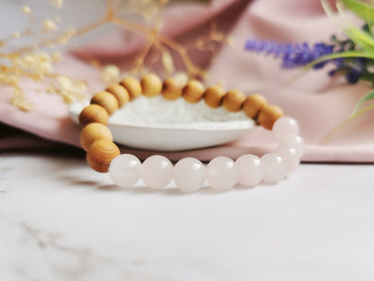 Rose Quartz and Cedarwood Bracelet