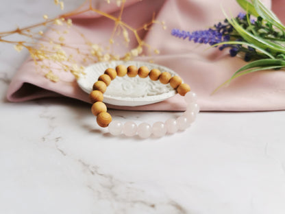 Rose Quartz and Cedarwood Bracelet