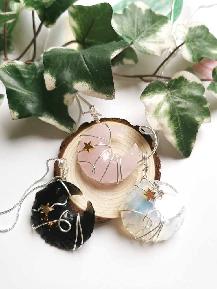 Rose Opalite Moon Necklace