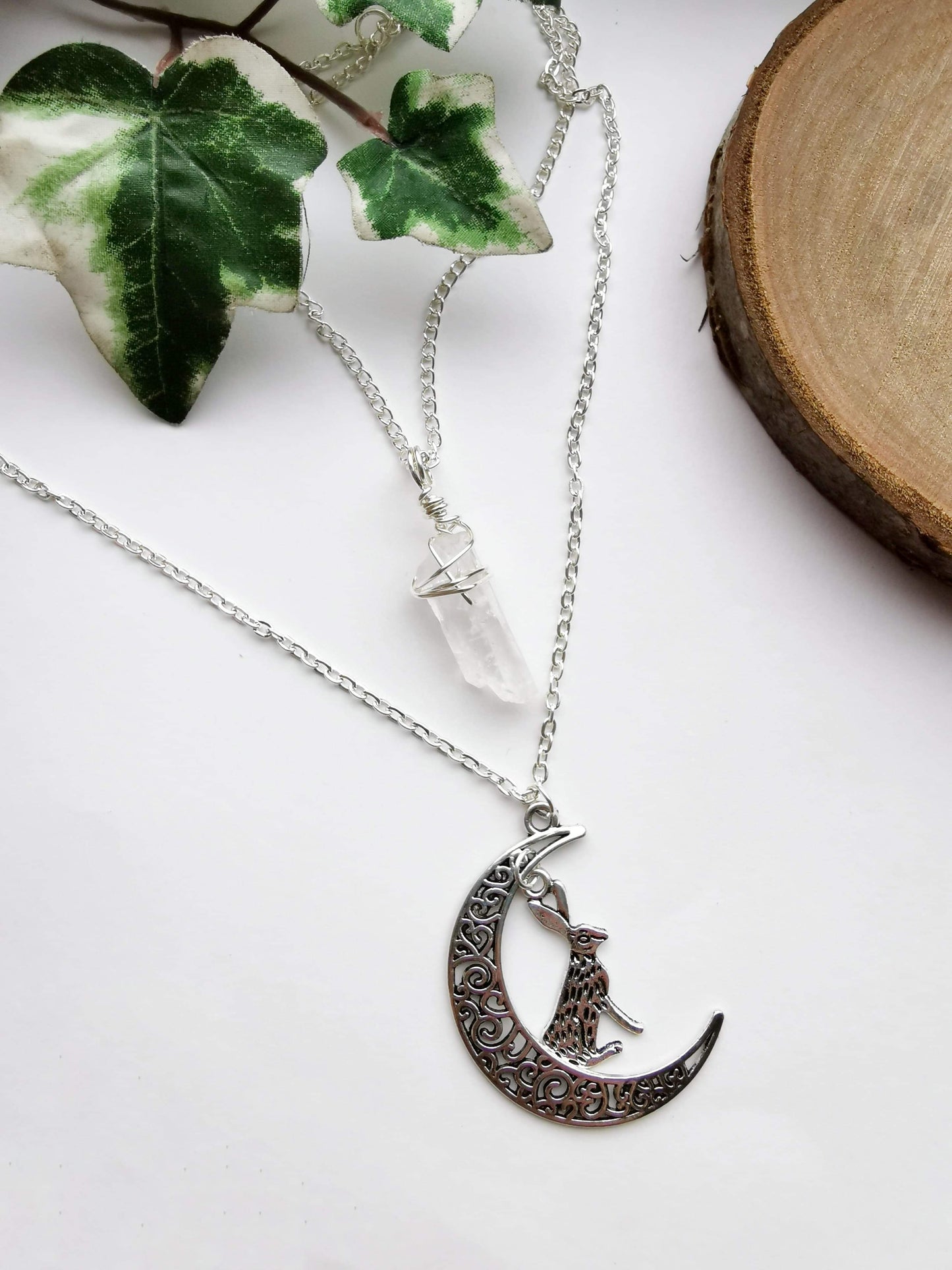 Double Layered Hare Crystal Necklace