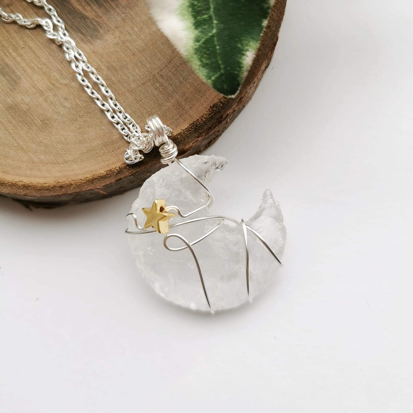 Clear Quartz Moon Necklace