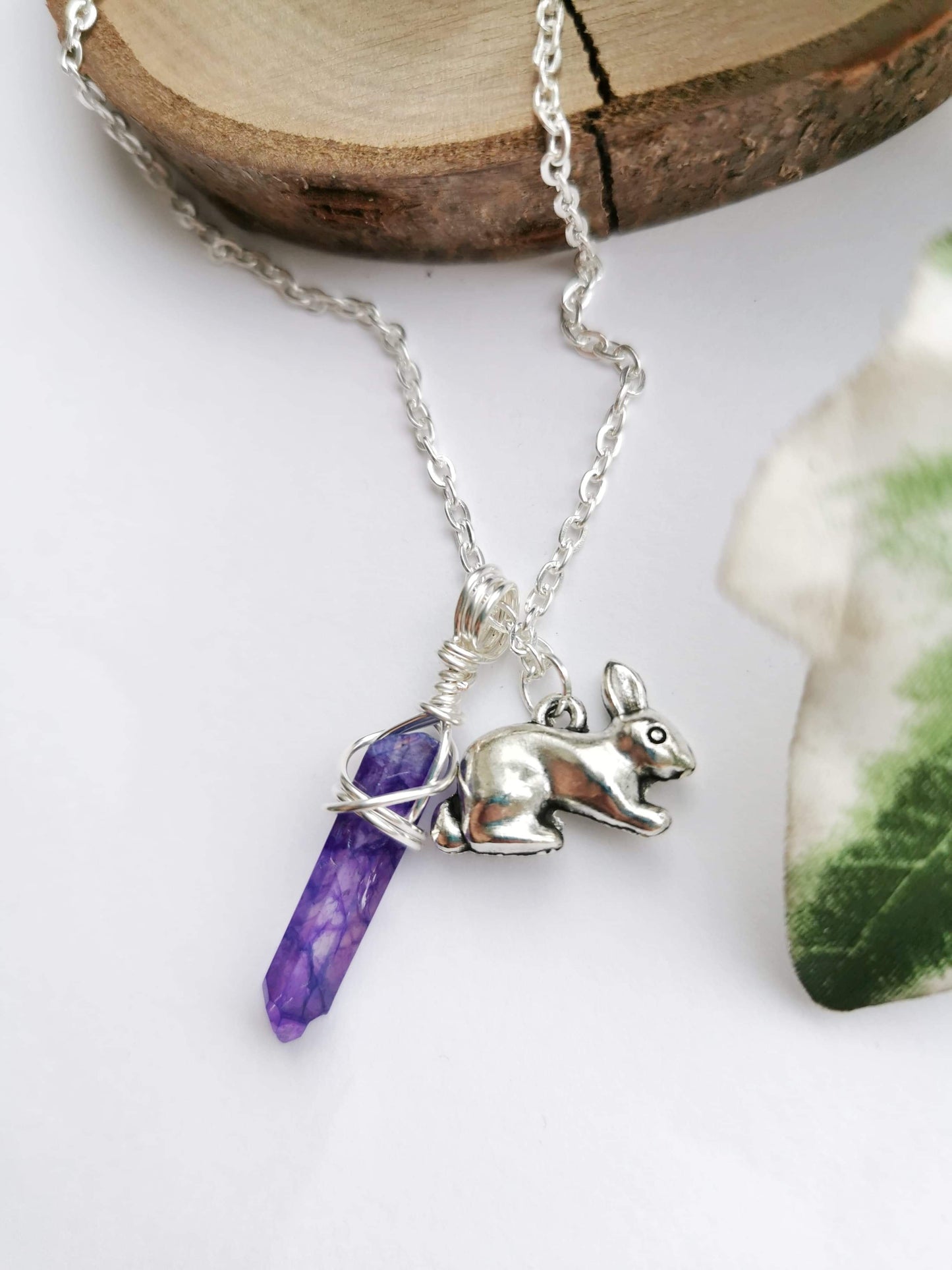 Bunny and Purple Quartz Necklace