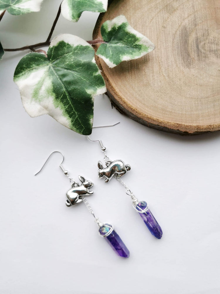 Bunny and Purple Quartz Earrings