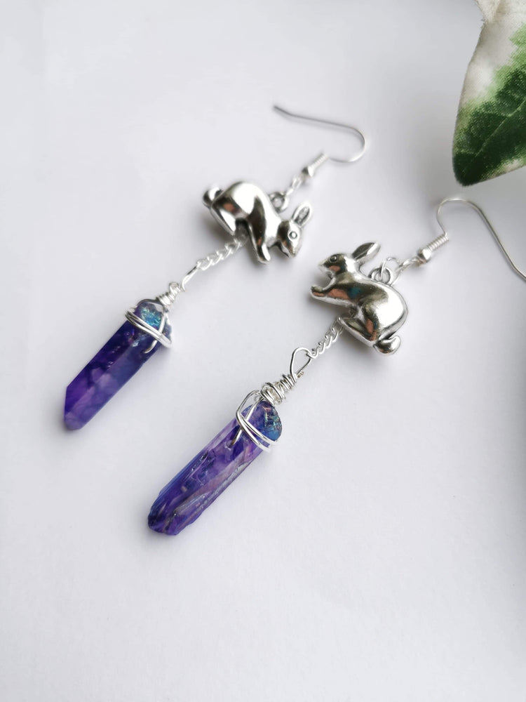 Bunny and Purple Quartz Earrings