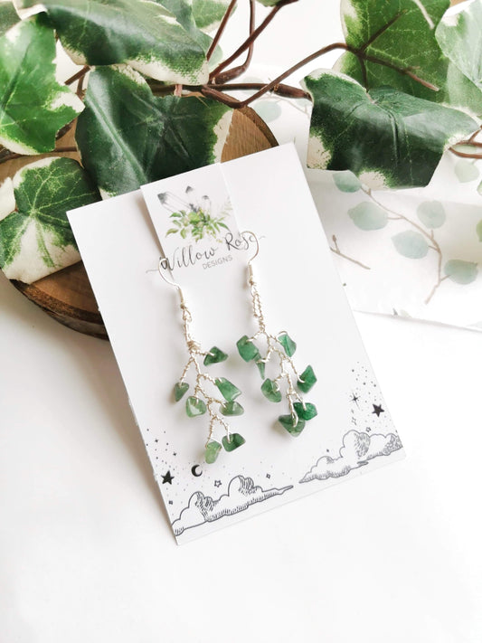 Aventurine Leaf Earrings