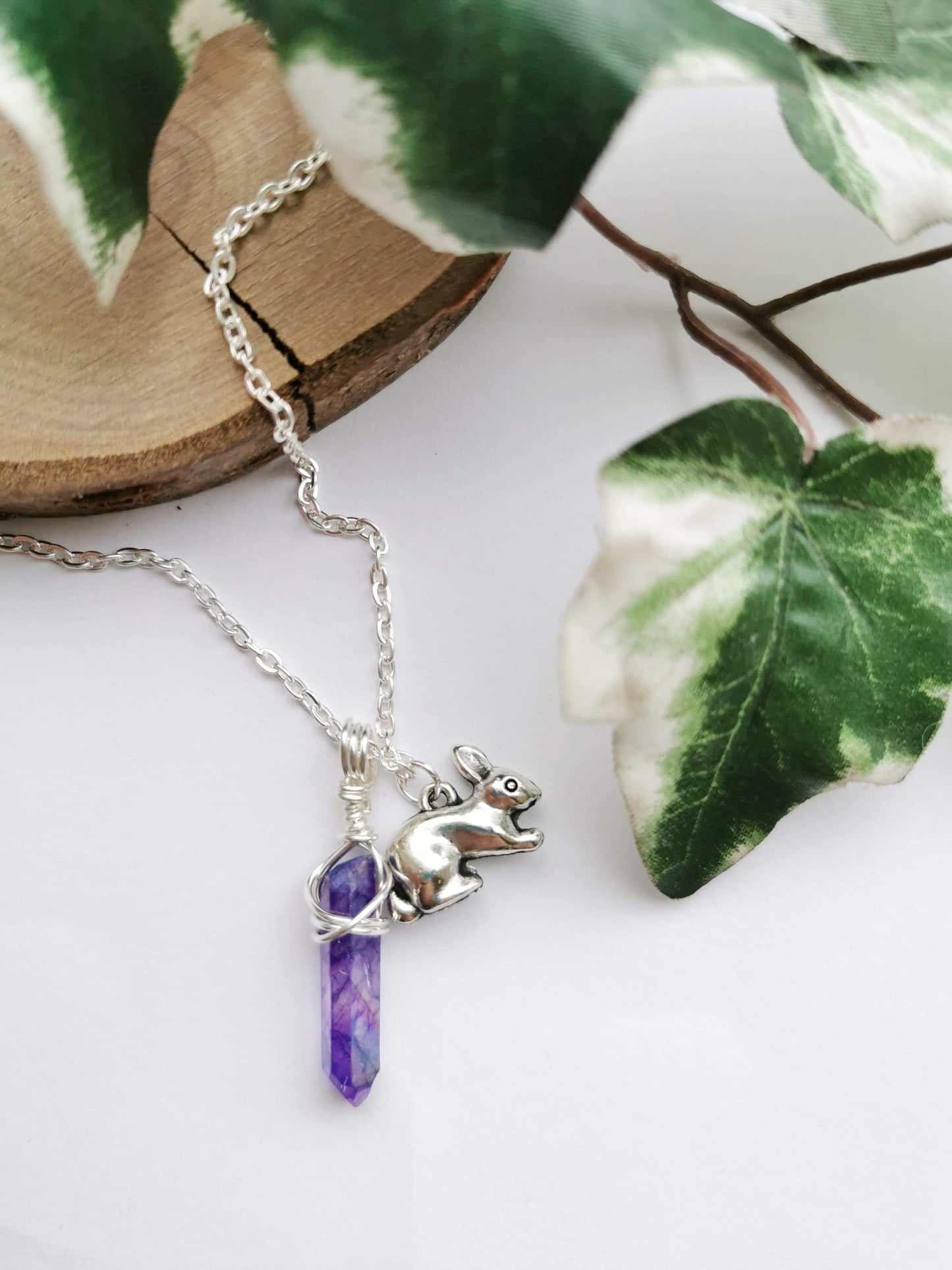 Bunny and Purple Quartz Necklace