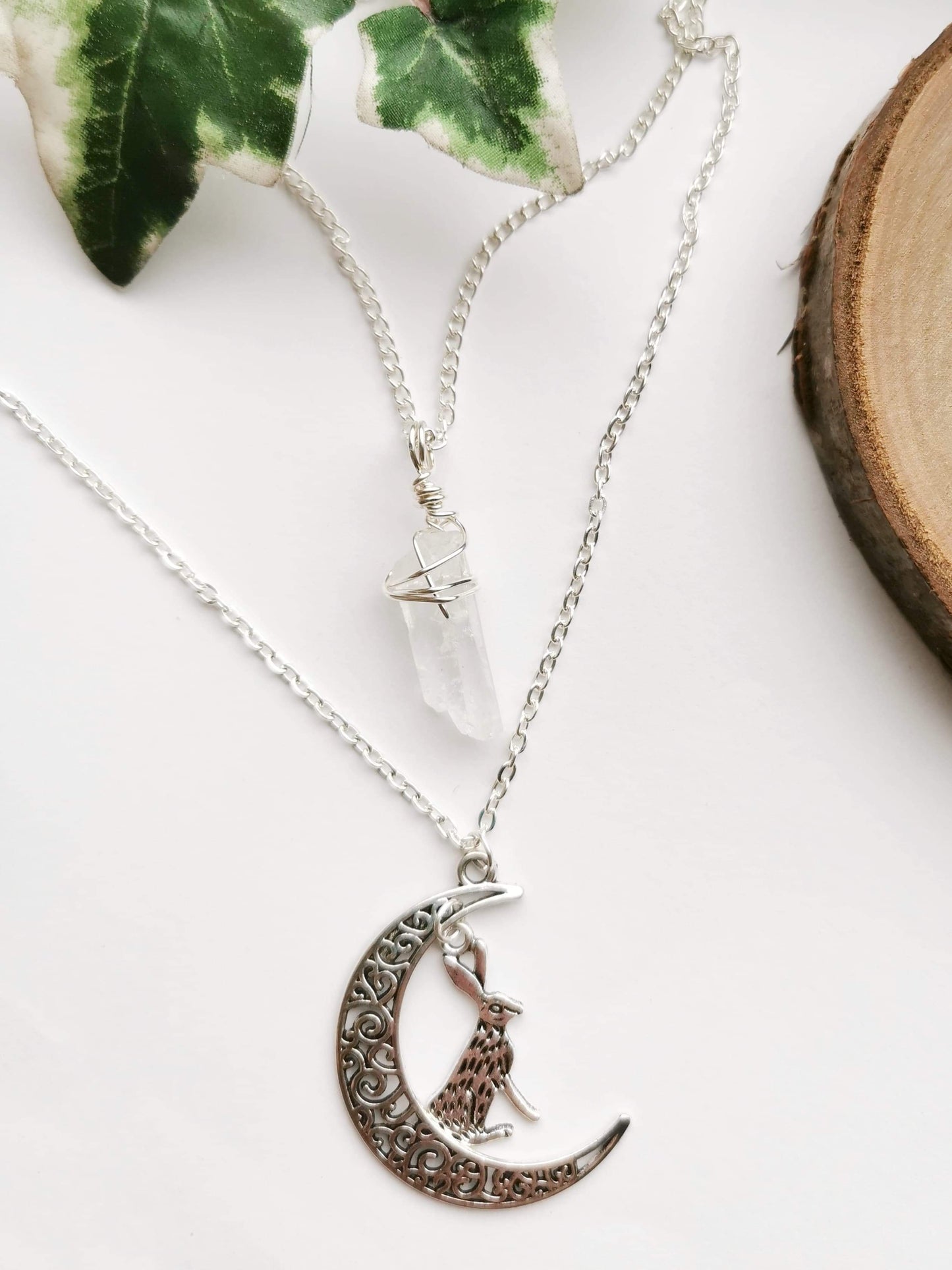 Double Layered Hare Crystal Necklace